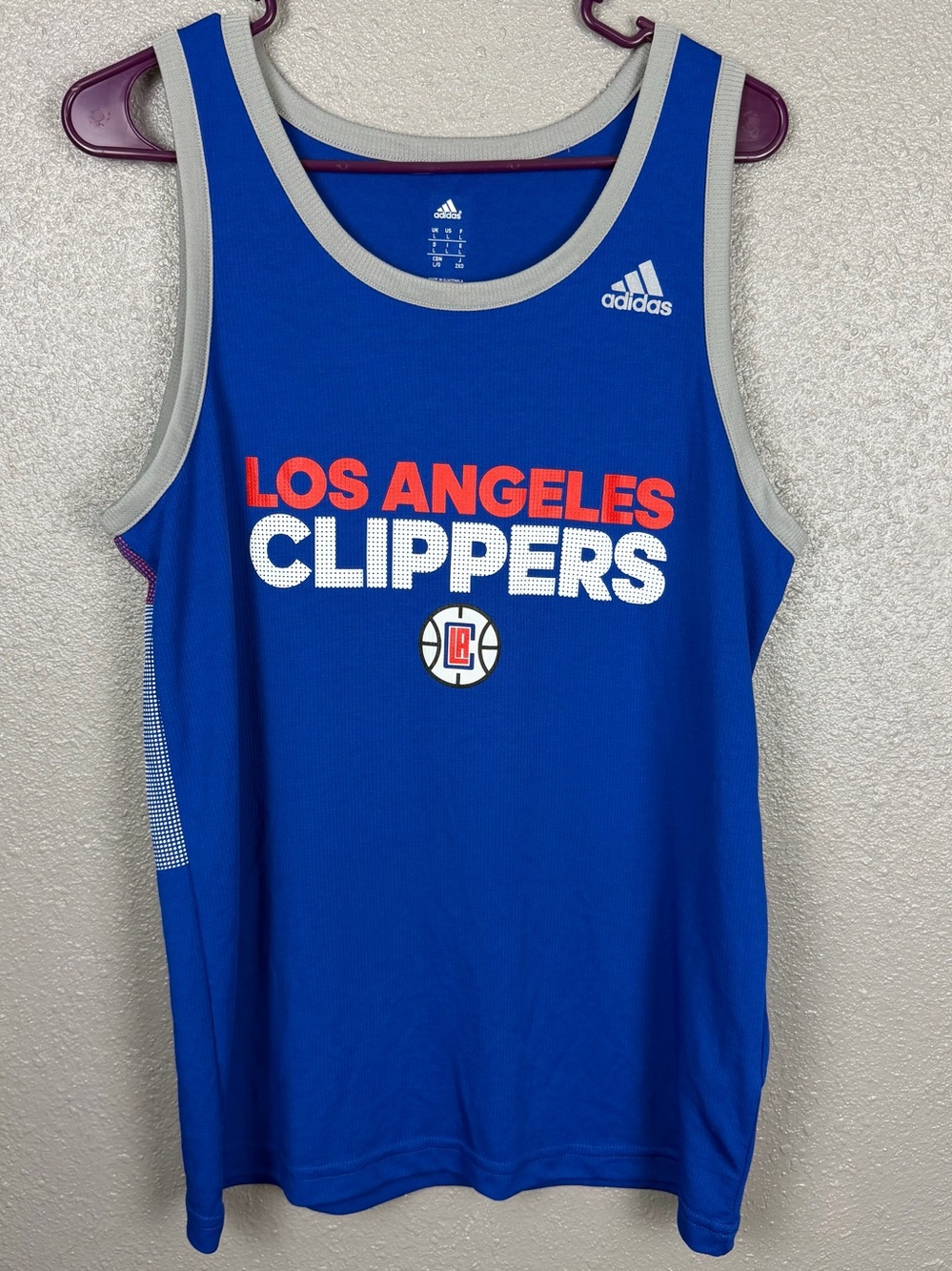 adidas Los Angeles Clippers Climalite Basketball Jersey Tank Top Blue/Gray L